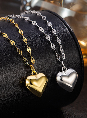 925新款跨境货源光面爱心锁骨链项链简约设计欧美热卖桃心项套链