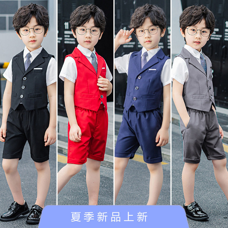 2023新款男童礼服儿童马甲套装夏钢琴演出服花童表演马夹一件