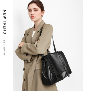 通勤复古女式头层牛皮双肩包百搭后植鞣皮休闲背包出游旅行包