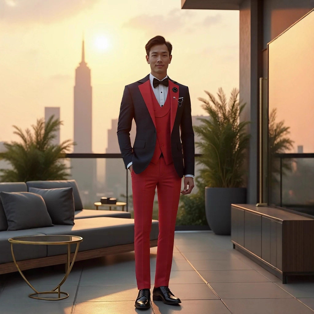 高级感西装结婚商务休闲西服套装礼服男士三件套修身帅气婚礼外套