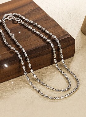 S925纯银新款橄榄珠豆豆意大利钻石项链时尚通勤潮流项饰