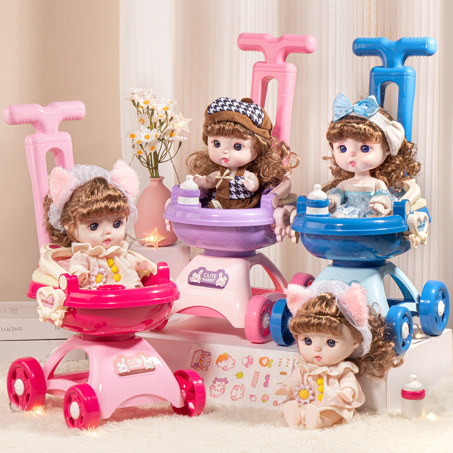 洋娃娃手推车玩具公主女孩宝宝过家家喂食换装礼物套装