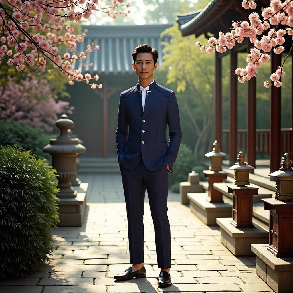 新中式修身礼服西装男套装商务设计绅士休闲潮流正装新郎结婚西服