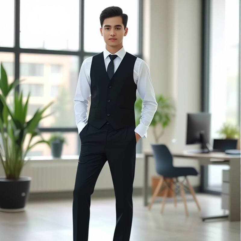 2026春季新款男式休闲西装马甲商务休闲上班男士背心套装一件