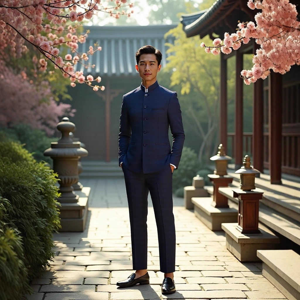 新中式中国风唐装外套男士春秋复古中山装生日结婚礼服西装男套装