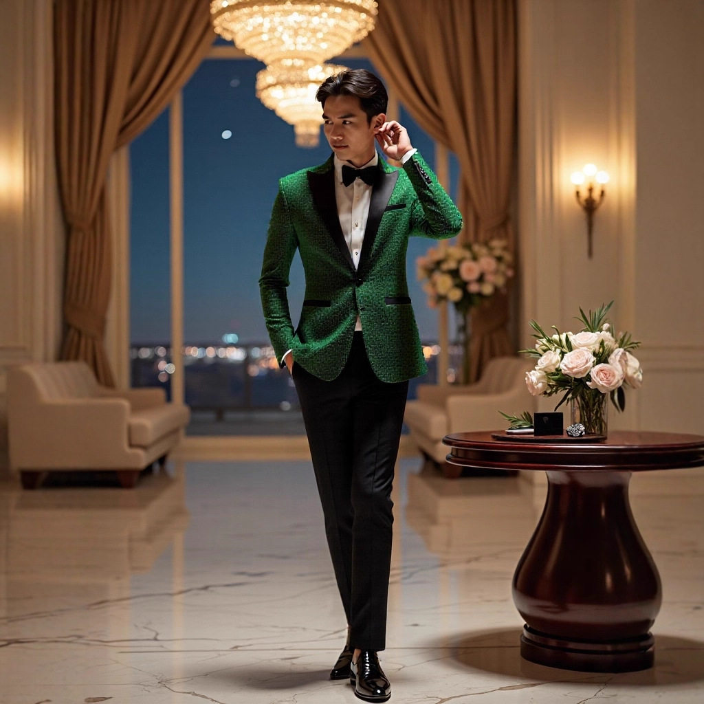 2026外贸新款男士休闲亮丝西装外套演出服司仪主持人西服晚礼服