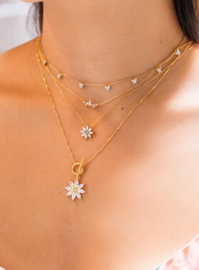 亚马逊热卖蝴蝶项链铜镀18K真金项饰网红风潮搭个性锁骨链首饰