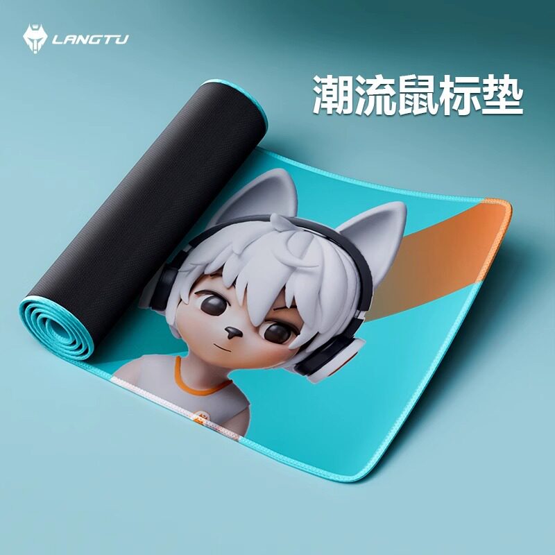 狼途加厚防滑大鼠标垫图案随机办公软件图案随机发货硅胶防滑办公