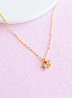 网红星星圣诞帽小熊项链 铜镀真金18K可爱风项饰 ins热款吊坠首饰