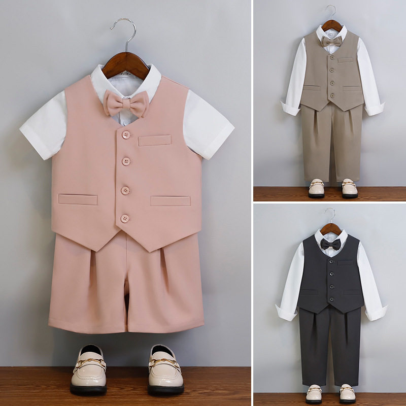 男童西服马甲套装中小童演出服儿童演讲主持宝宝周岁花童礼服