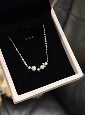 925纯银流星珠光项链网红高级感气质锁骨链ins小香风吊坠春夏新款