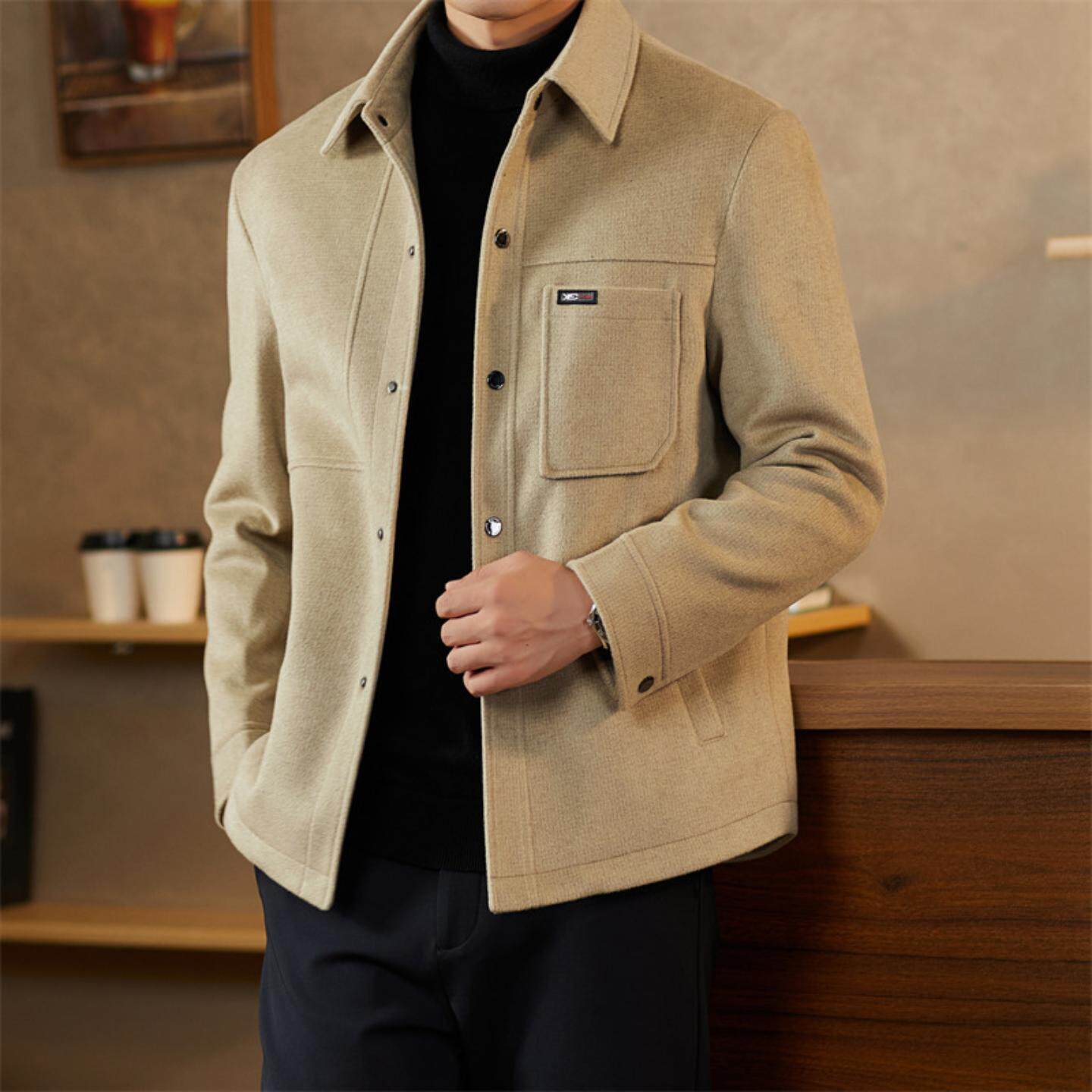 普洛克正品克秋冬翻领衬衣版鸭绒保暖中青年轻奢休闲羽绒外套