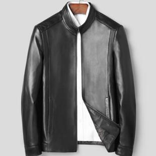 男皮夹克外套立领羊皮男士 中年夹克绵羊皮皮秋冬皮衣真皮皮夹男皮