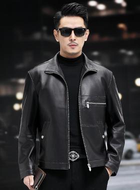 普洛克正品冬新款真皮皮衣男绵羊皮外套机车皮衣商务男装P690