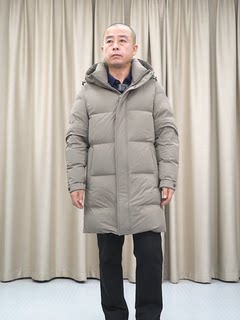 甩 超厚鹅绒服男 鹅绒165+ 普洛克23冬 卡其/黑中长款连帽羽绒服