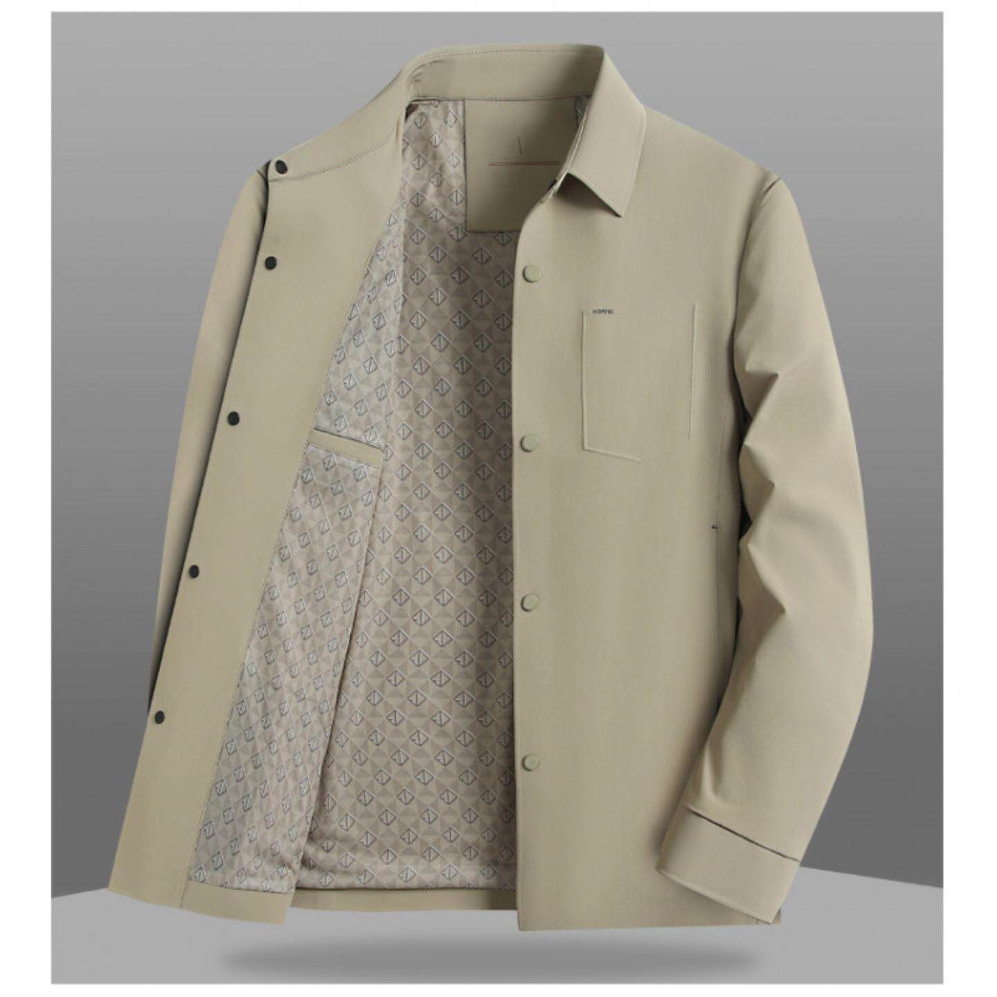 普洛克正品春秋新款翻领工装版上衣中青年轻奢商务休闲夹克外套