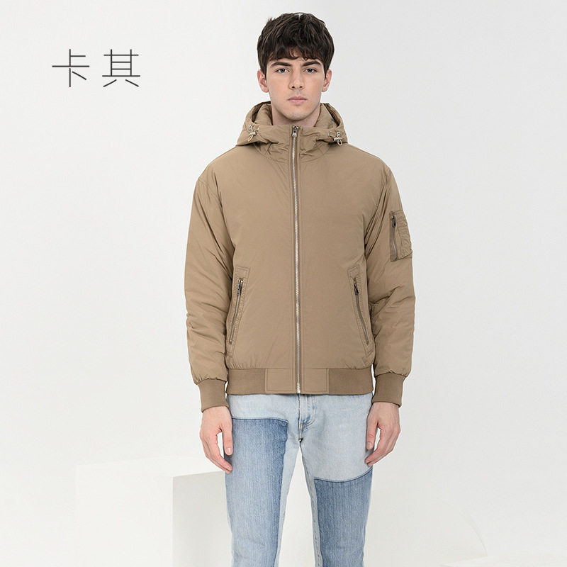 普洛克正品闲羽绒服男飞行服夹克外套青年潮牌棒球服连帽工装上衣