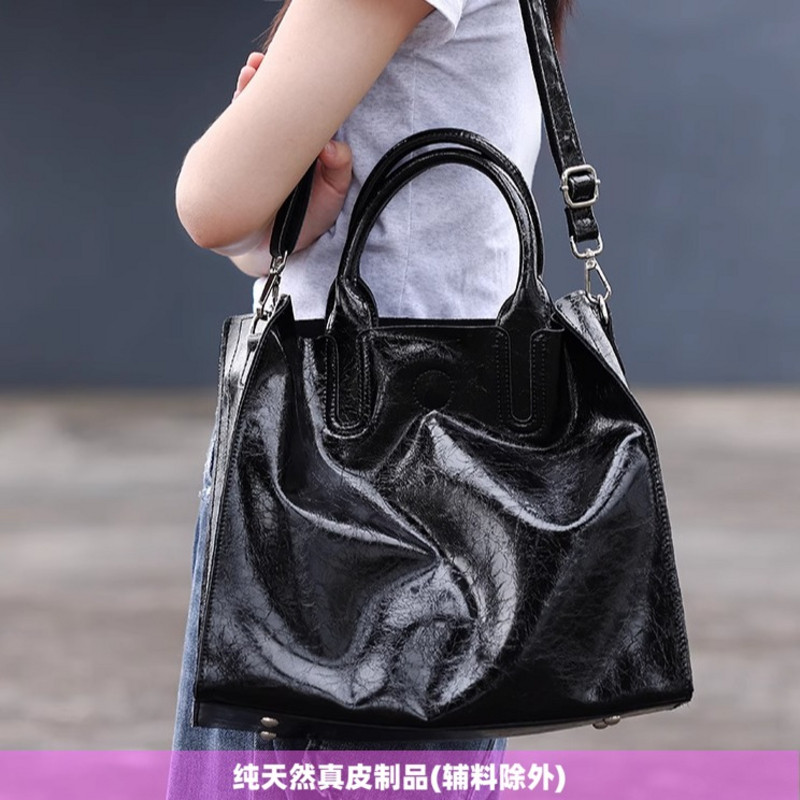 普洛克正品头层牛皮复古大容量女