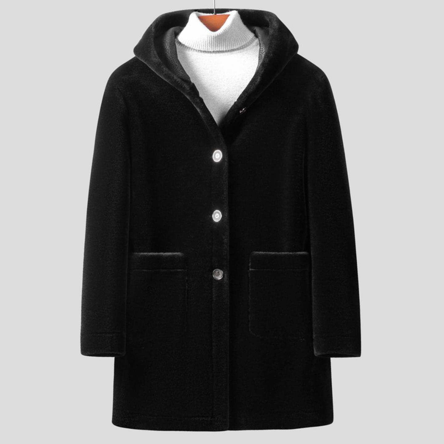 普洛克正品仓皮毛男双面穿羊剪绒大衣中长款羊毛真毛皮草男