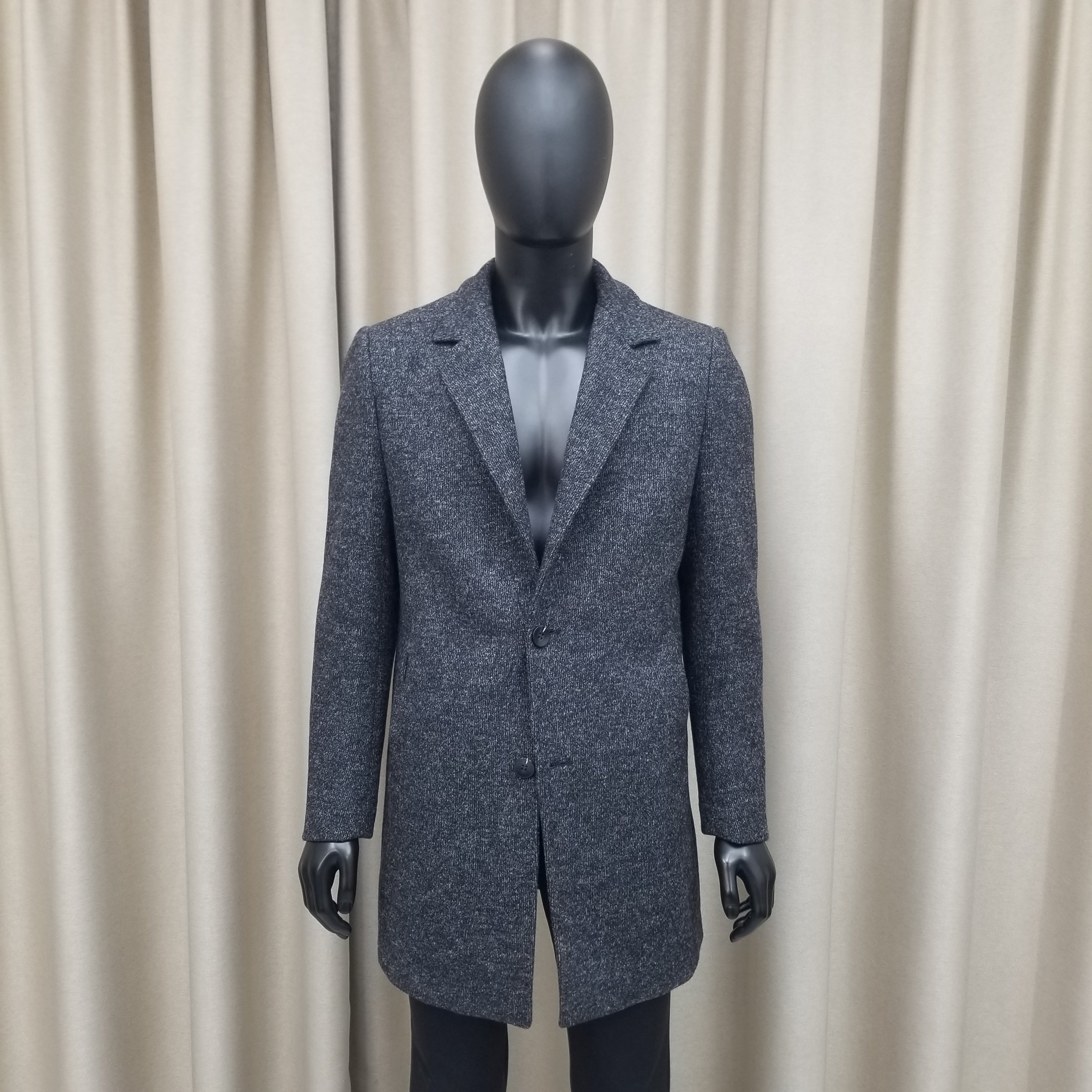 【普洛克】新款针织羊毛大衣男商务中长款西服领中老年免烫外套2