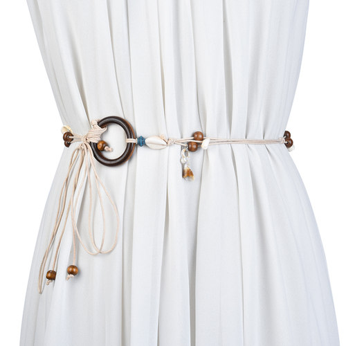 复古编织女士汉服贝壳流苏细腰绳