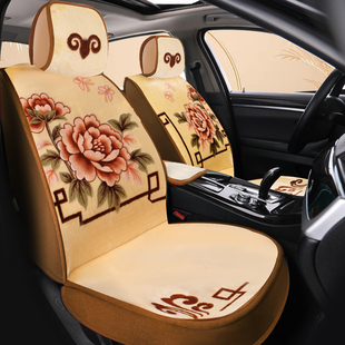 秋冬季新款汽车坐垫仿羊毛短毛绒地毯式全包围防滑底座套五座通用