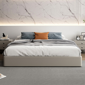 无床头主卧床高箱收纳床落地榻榻米实木排骨架床架箱体齐边小户型