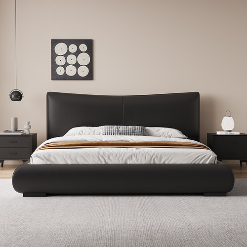 香奈儿头层牛皮真皮床主卧大床