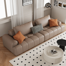 意式极简钢琴键真皮沙发头层牛皮轻奢现代小户型客厅直排2025新款