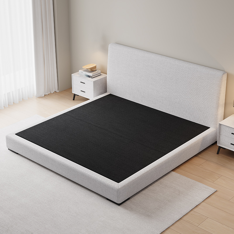 奶油风可拆洗棉麻布艺床方块床