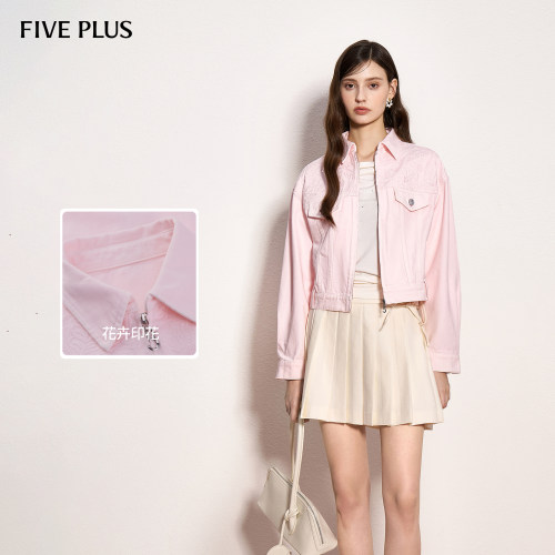 FIVEPLUS印花牛仔夹克外套