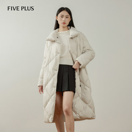 FIVE PLUS羽绒服女通勤过膝长款外套宽松保暖御寒