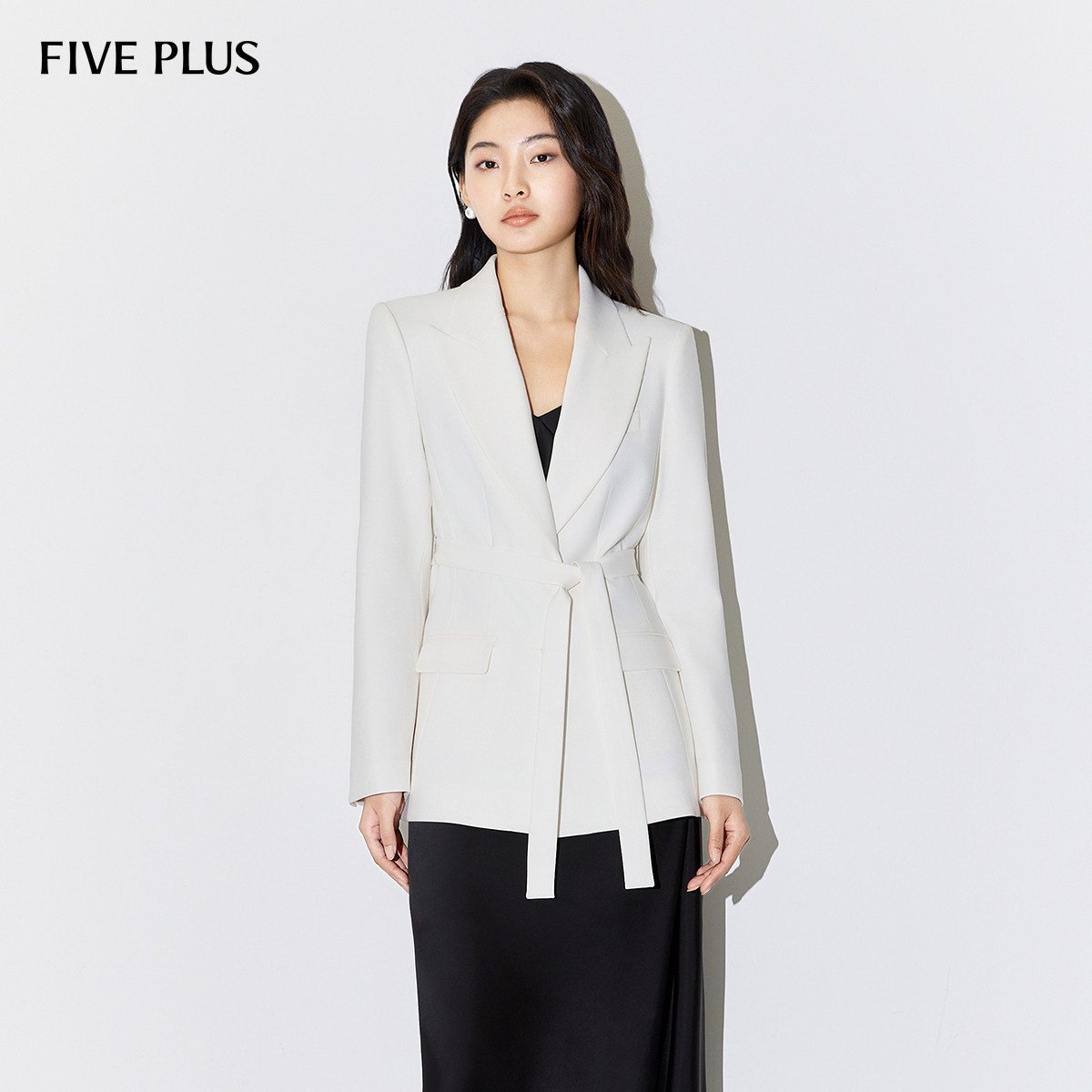 FIVE PLUS气质腰带西装外套女高智通勤职场风上衣