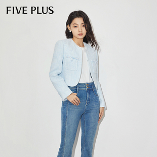 FIVE 气质高级感 PLUS小香风短外套女上衣圆领法式