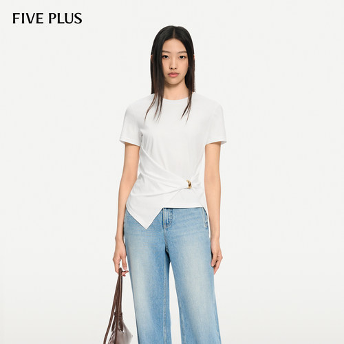 FIVEPLUS圆领桑蚕丝短袖