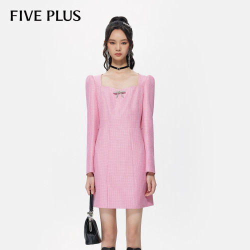 FIVEPLUS方领小香风连衣裙