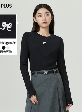 FIVE PLUS长袖T恤女设计感刺绣修身显瘦打底衫秋装高级上衣百搭