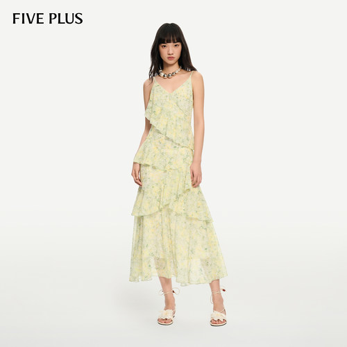 FIVEPLUS法式度假吊带连衣裙