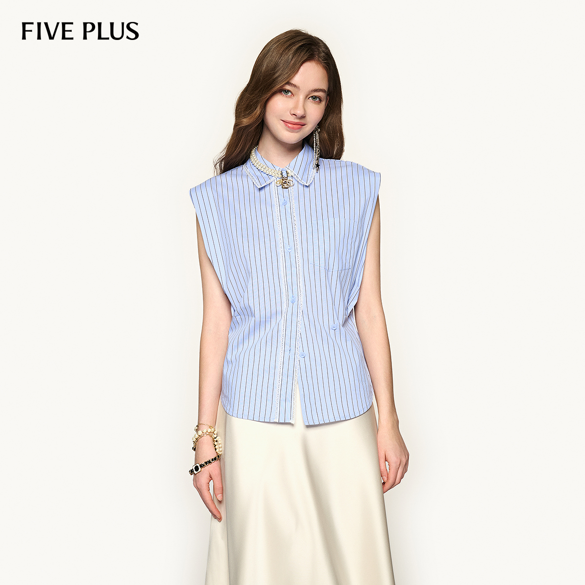 宽松短袖条纹衬衫