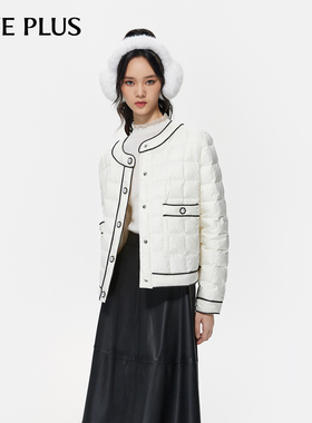 FIVE PLUS小香风羽绒服女轻薄保暖外套圆领小个子短款羽绒服外套