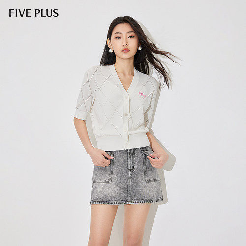 菱格针织衫FivePlus温柔风