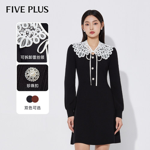 针织连衣裙复古FivePlus