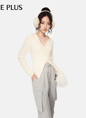FIVE PLUS针织衫女毛衣设计感V领小众上衣打底衫新款女秋装