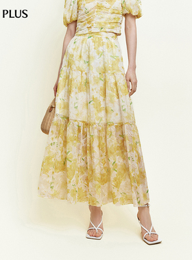 FIVE PLUS女夏装波嬉风裙子海边度假浪漫碎花半身裙女装