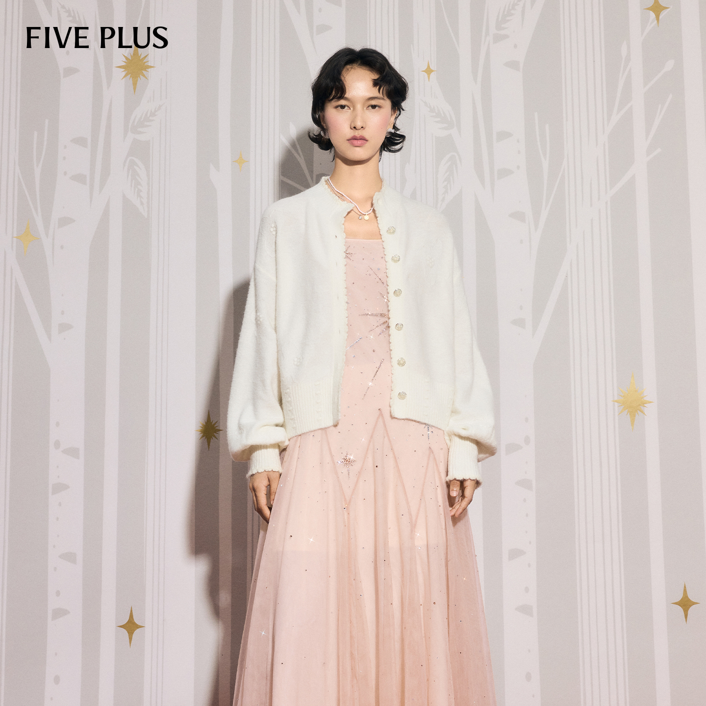 FIVEPLUS绵羊毛毛织开衫