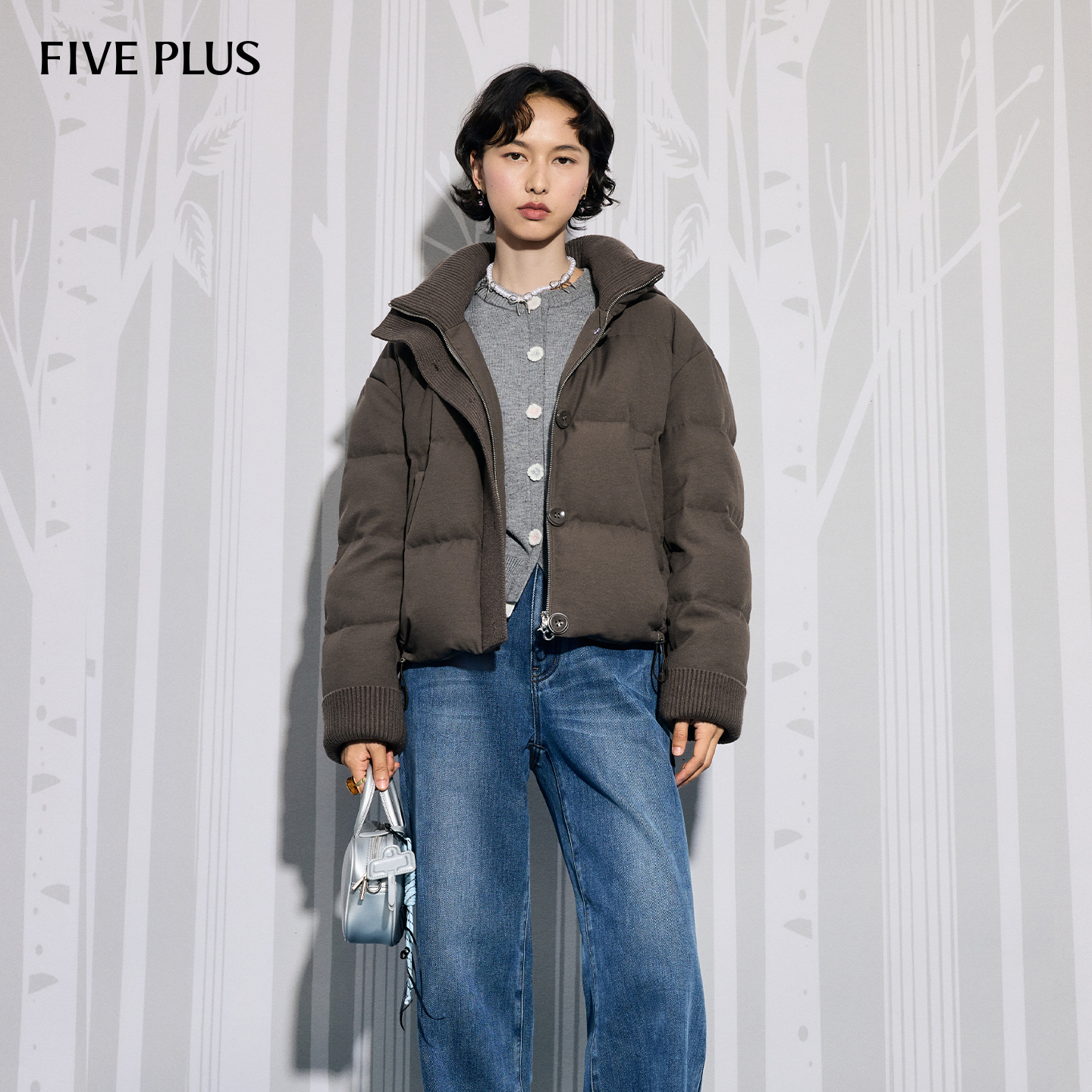 FIVEPLUS抽绳鸭绒羽绒外套