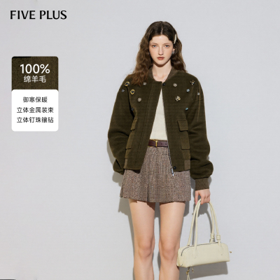 FIVEPLUS宽松直筒毛呢外套
