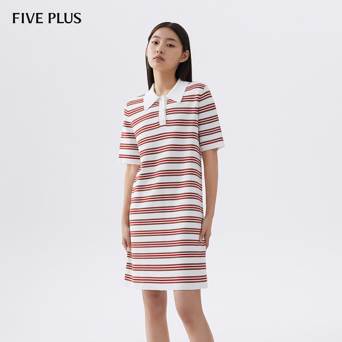 FIVEPLUS条纹Polo领连衣裙