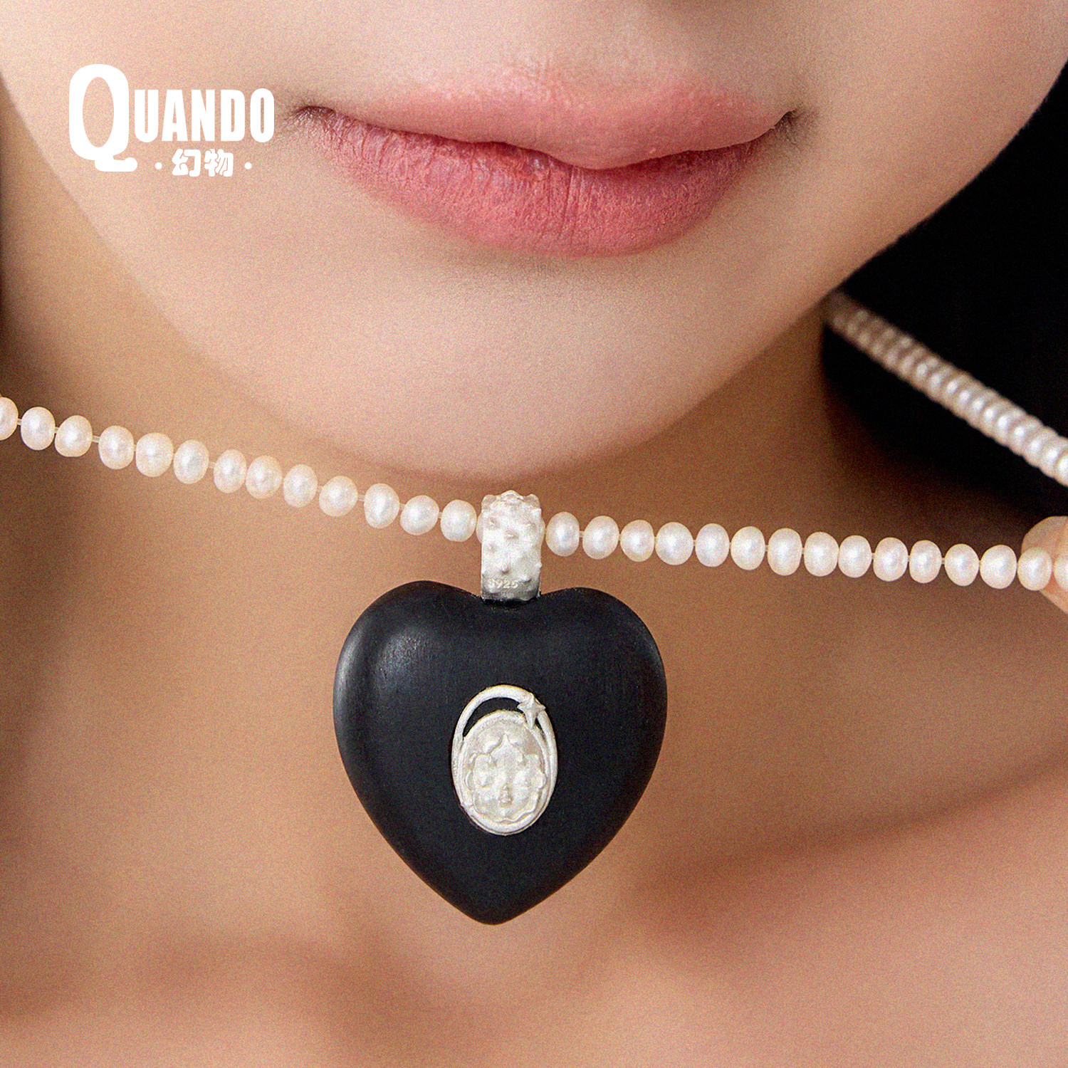 QUANDO幻物小众设计天然珍珠项链女甜美精致檀木纯银手工艺术礼物