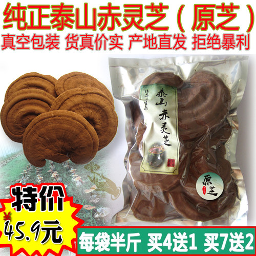 泰山灵芝泰山赤灵芝每朵都带孢子粉新灵芝 19年老店 半斤装买4送1